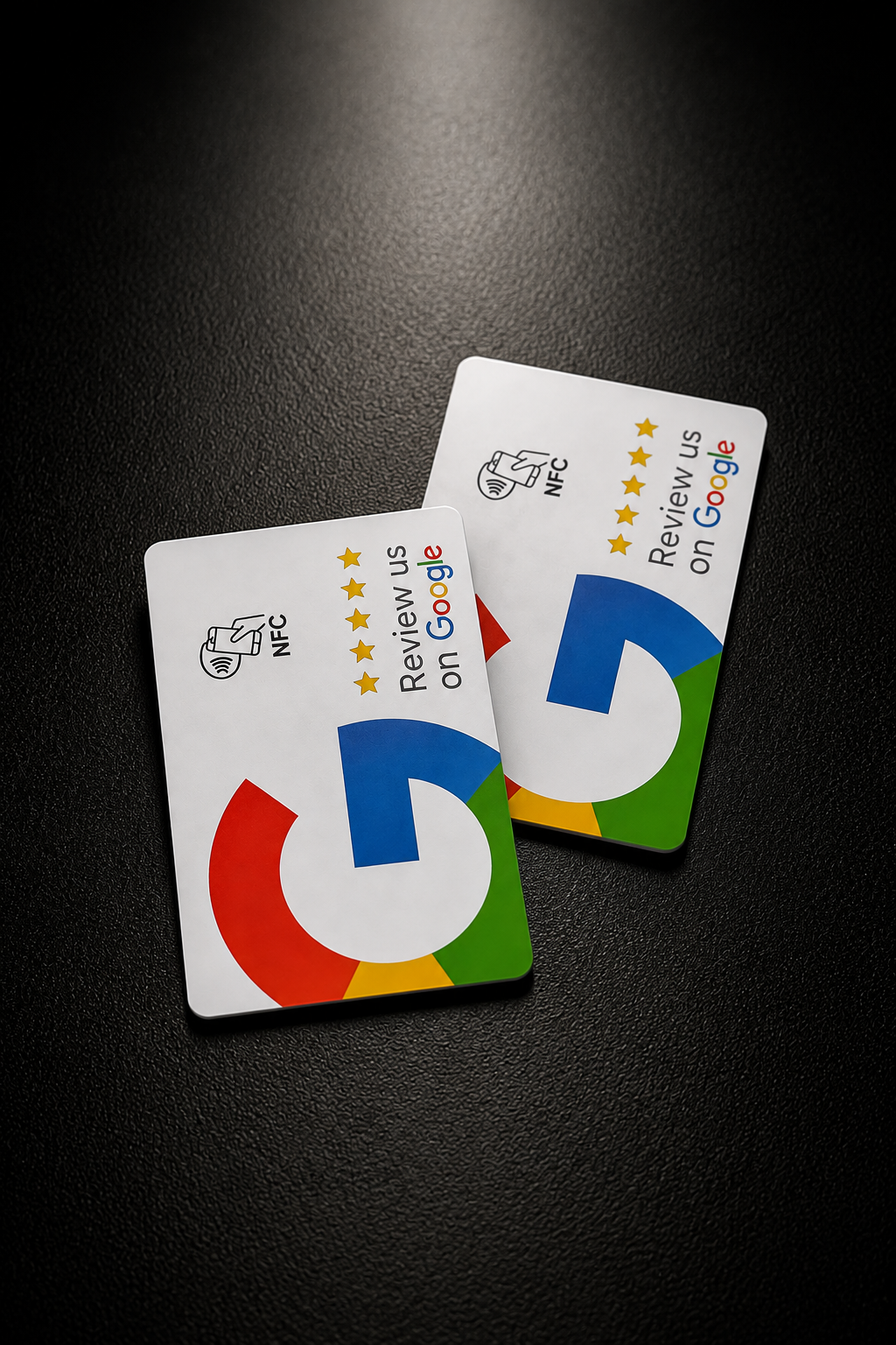 Google Review Card weiss mit grossem G Logo und NFC Symbol