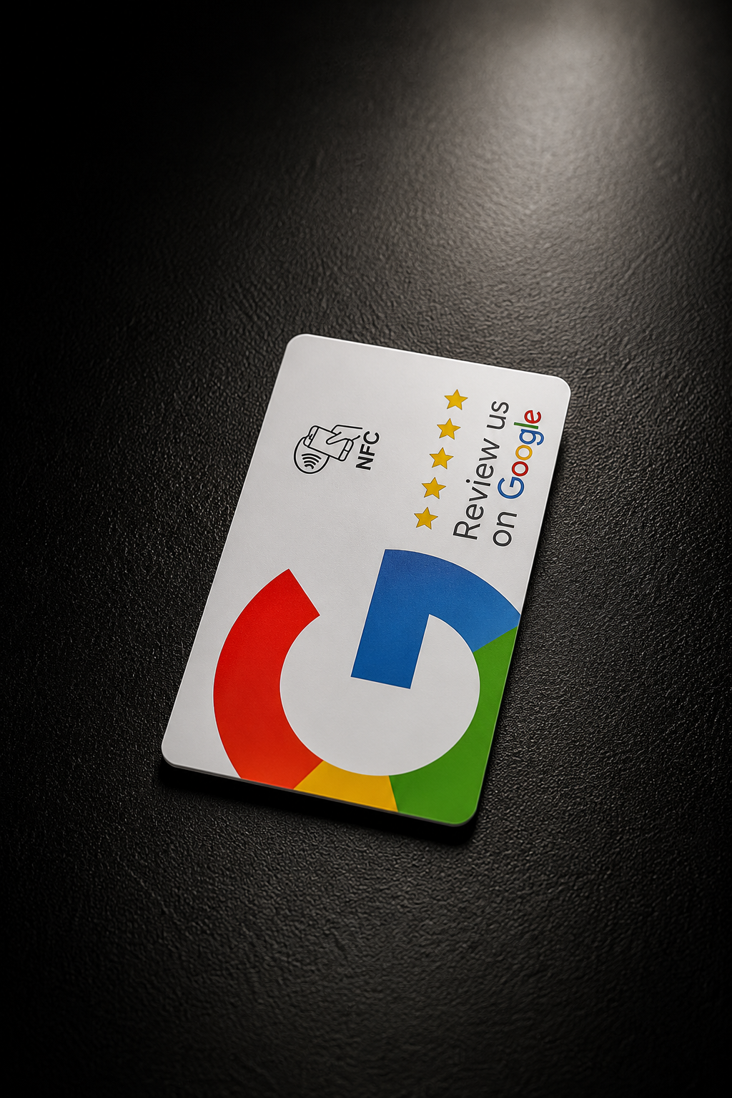 Google Review Card weiss mit grossem G Logo und NFC Symbol