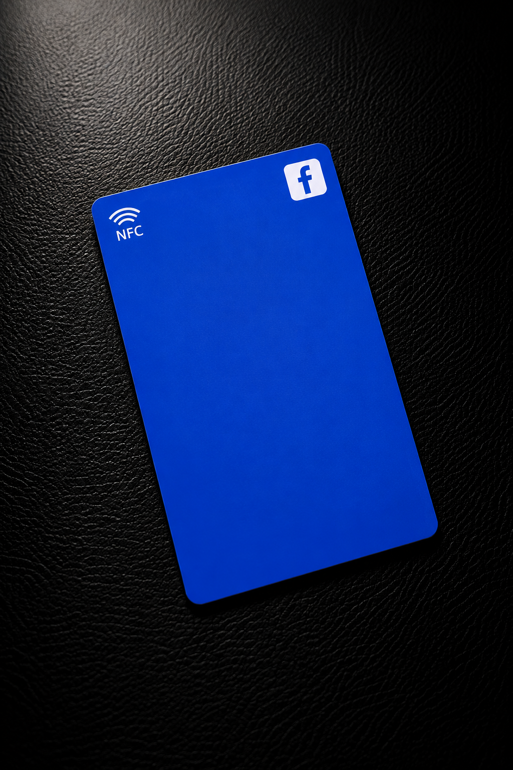 Facebook NFC Karte, blaues Design mit Tap your phone Hinweis