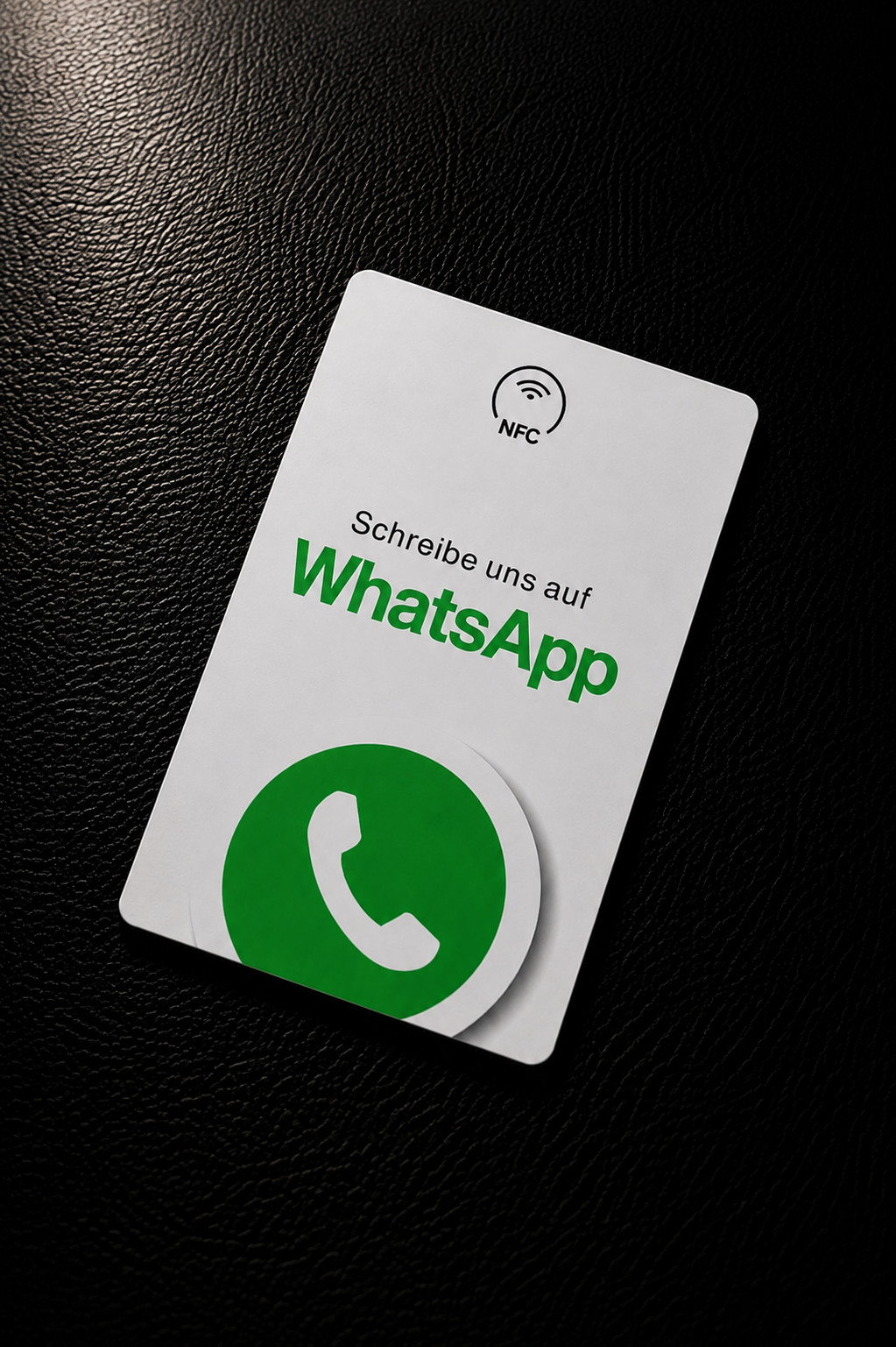 WhatsApp NFC Karte, weisses Design mit grünem WhatsApp Logo