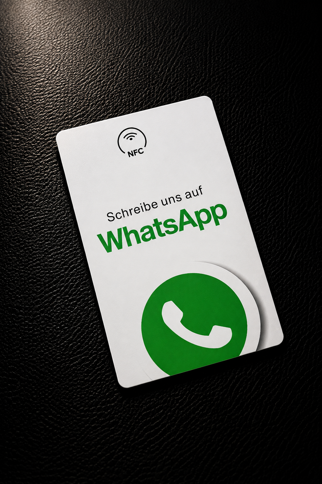 WhatsApp NFC Karte, weisses Design mit grünem WhatsApp Logo